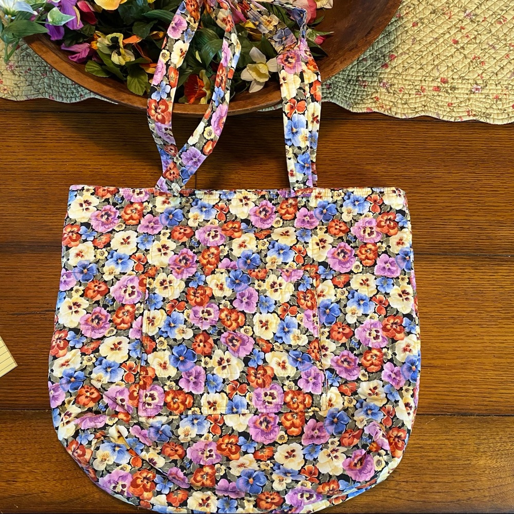Pansies fabric tote
